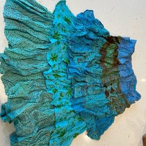 Silky Blue Cute Skirt with cotton lining
